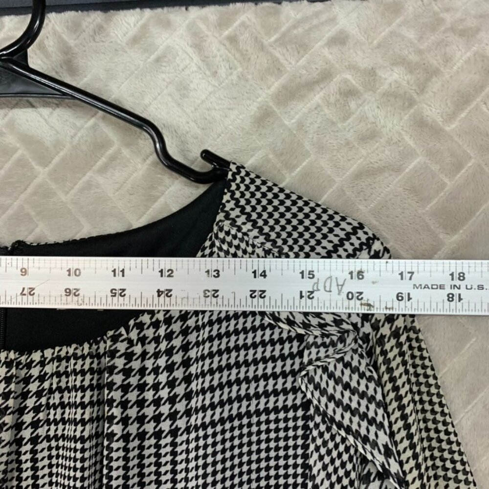 Calvin Klein Womens M Mini Dress Black White Houndstooth Long Sleeve with Belt - Picture 8 of 16